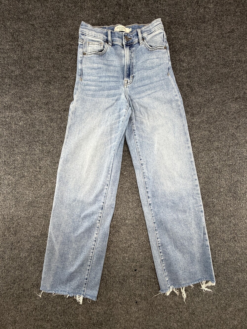 Hidden Jeans Womens 24 Light Wash Mid Rise Straight Raw Hem Stretch Denim